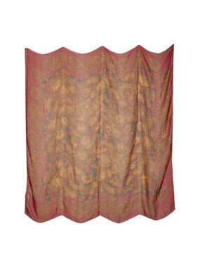 Chanel Print Large Scarf Wine Red Silk